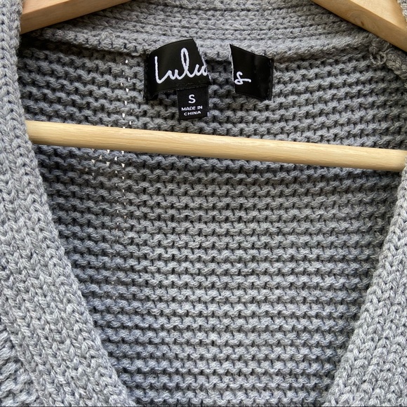 Grey Balloon Sleeve Cropped Cardigan Sweater 🌿 - Picture 6 of 9